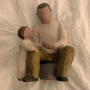 Grandfather and Child Willow Tree - Cream and Brown